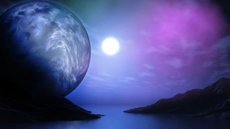 Night sci-fi landscape wallpaper