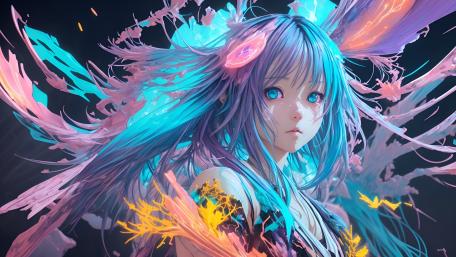 Ethereal Anime Waifu with Luminous Hair wallpaper