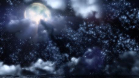 Ethereal Night with a Full Moon Light wallpaper