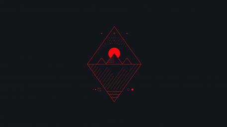 Red Geometric Pyramid on Black wallpaper