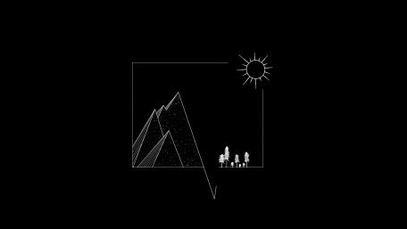 Minimalist Mountain and Sun Outline wallpaper