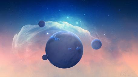 Celestial Odyssey in a Distant Galaxy wallpaper