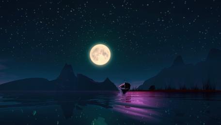 Moonscape Voyage through a Starry Night wallpaper