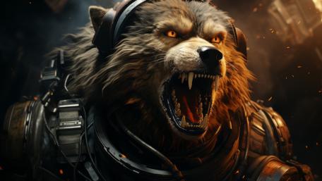 Futuristic Cybernetic Bear Warrior wallpaper