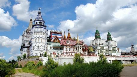 Colorful Castle with Majestic Architecture in a Cityscape wallpaper
