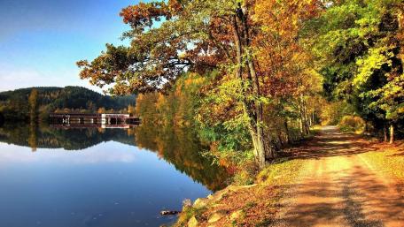 Tranquil Autumn Reflections on the Lake wallpaper