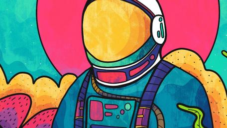 Astronaut in a Dreamy Cosmic Realm wallpaper