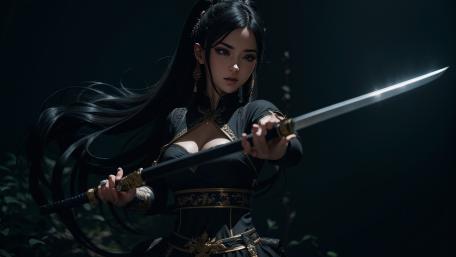 Mystical Warrior in Moonlight Shadows wallpaper