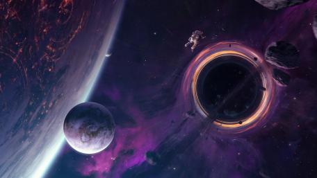 Astronaut's Voyage Through the Cosmic Gateway wallpaper