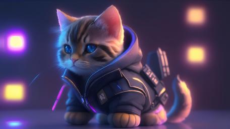 Futuristic Feline Explorer wallpaper