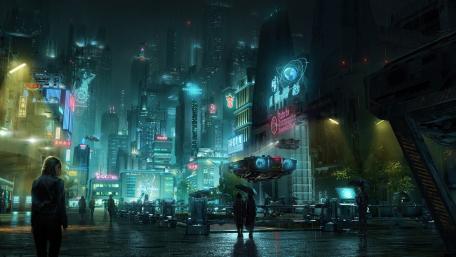 Futuristic Metropolis on a Cyberpunk Night wallpaper