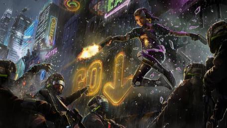 Cyberpunk Warrior in Action wallpaper