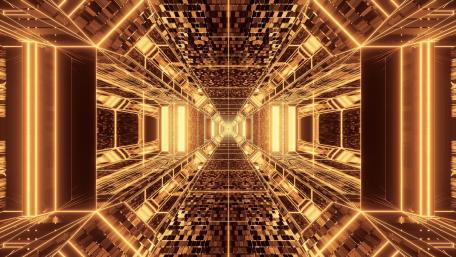 Golden Psychedelic Tunnel in 3D Space wallpaper