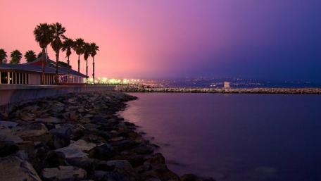 Serene Night by the Purple Coastline wallpaper