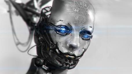 Futuristic Android with Luminous Eyes wallpaper