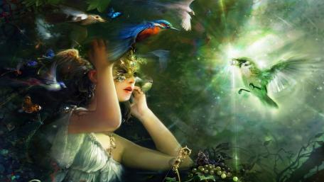 Enchanted Fairy in a Vibrant Forest Dreamscape wallpaper