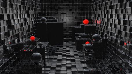 Dynamic Black and Red Cubes Interaction wallpaper