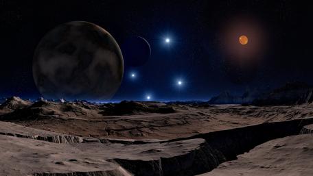 Futuristic Alien Moonlit Landscape wallpaper
