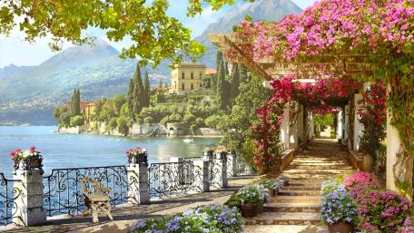 Lake Como painting wallpaper