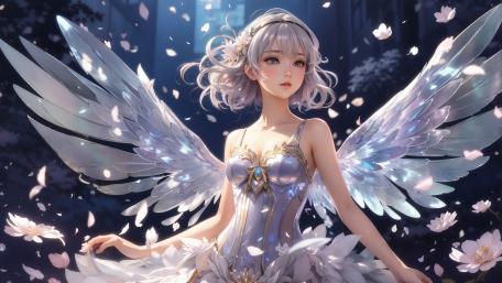Anime Angel in a Mystical Forest wallpaper