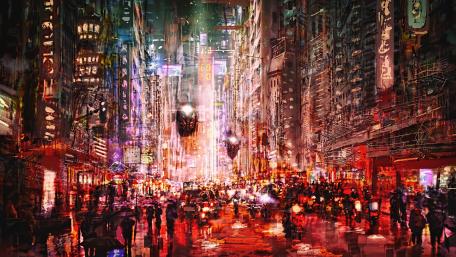 Futuristic Cityscape in a Cyberpunk Dream wallpaper