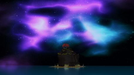 Mystical Island Under Northern Lights wallpaper