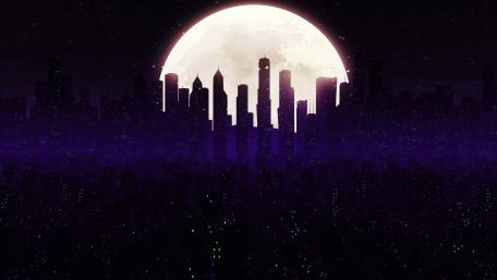 Moonlit Metropolis Silhouette wallpaper