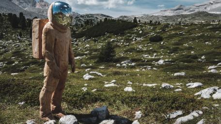 Wooden astronaut wallpaper