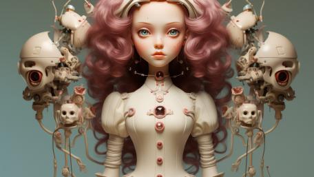 Eerie Elegance of a Robotic Doll wallpaper