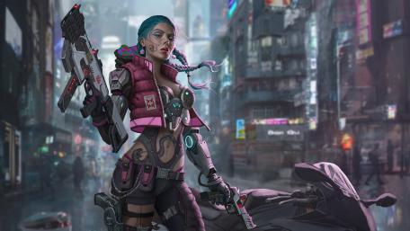 Futuristic Cyberpunk Warrior’s Quest wallpaper