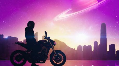 Neon Rider: Cosmic Cruise wallpaper
