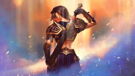 Warrior in a Fiery Realm wallpaper