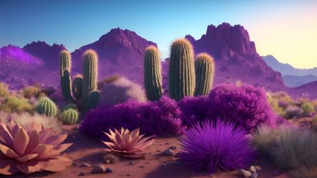 Desert scene with cacti wallpaper