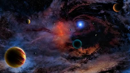 Cosmic Symphony Multiple Planets in Deep Space wallpaper