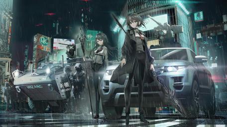 City Under Siege: Rainy Night Standoff wallpaper