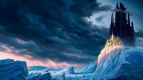 Majestic Ice Castle in a Frozen Realm wallpaper