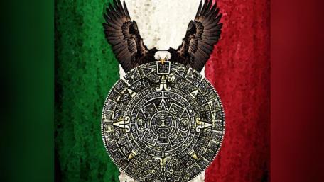 Vibrant Aztec Flag and Calendar Art wallpaper