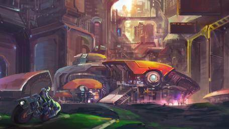 Futuristic Cityscape in Vibrant Hues wallpaper