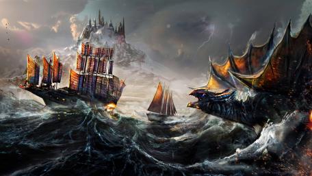 Dragon Fury at Sea wallpaper