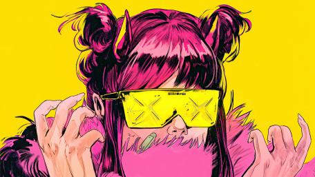 Cyberpunk Diva in Yellow and Pink wallpaper