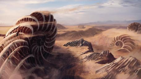 Alien Landscape of Ancient Giants in 5K Resolution wallpaper
