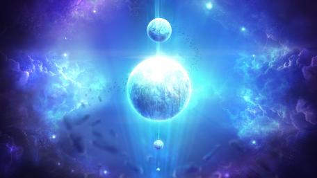Galactic Symphony of Blue Worlds wallpaper
