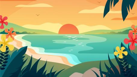 Serene Summer Sunset at the Shore wallpaper