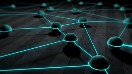 Spheres Connected by Light in a Dark Space wallpaper