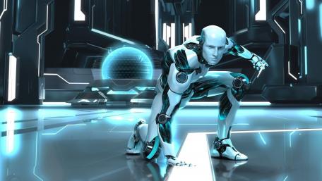Futuristic Quest of the Humanoid Guardian wallpaper