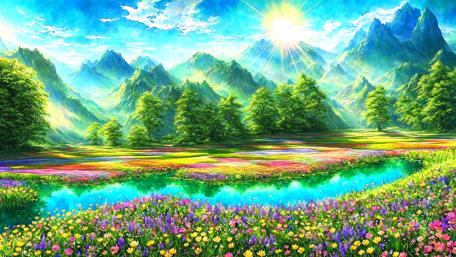 Sunrise over mountains wallpaper