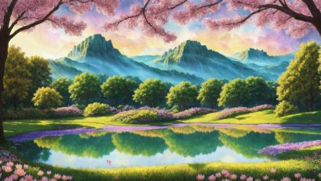 Cherry blossom pond wallpaper