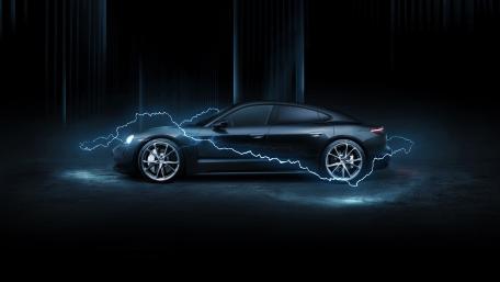 Electric Surge - Porsche Taycan in the Shadows wallpaper