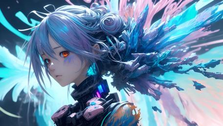 Cosmic Dreamer in Neon Hues wallpaper