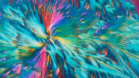 Vibrant Feather Abstract in Blue Palette wallpaper